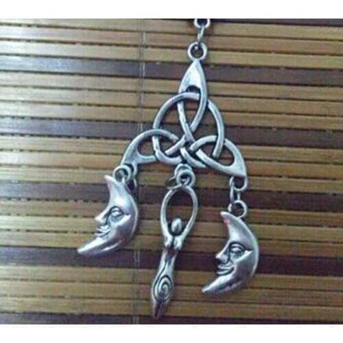 Fast shipping Braided Knot Smiley Moon & Witches Fertility Goddess Charm Statement Necklace & Pendants 1pcs B313