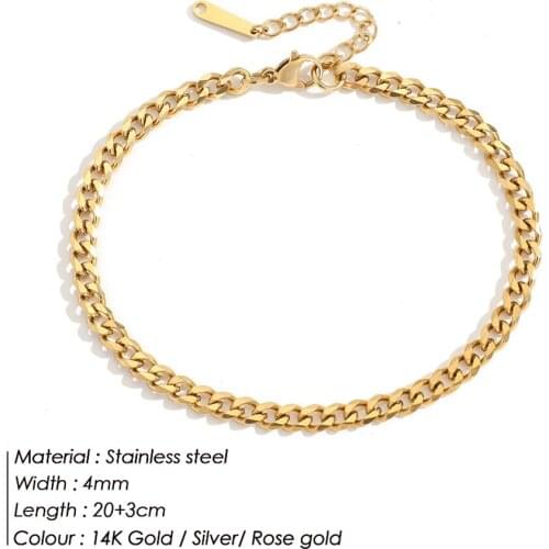 Curb Chain Anklets Stainless Steel Foot For Men Women Jewelry Leg Ankle Cuban Chains Jewelry