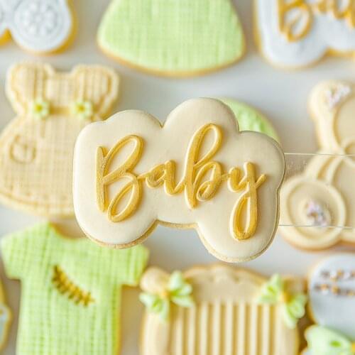 Baby Birthday Embossed Mold Cake Cookie Fondant Stamp Acrylic Mold Cake Mold Party Cake Embosser Stamp Decoration Tools