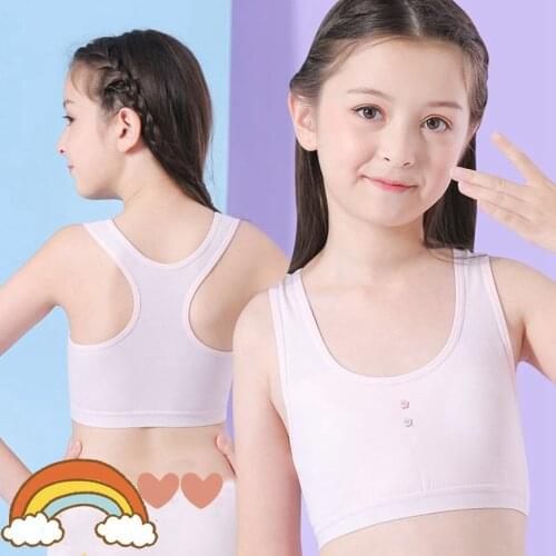 Girls Training Bra Cotton Kids Girl Bra Summer Teens Underwear Teenager Girls Sports Bra Breathable Lingerie Vest 9-16Years