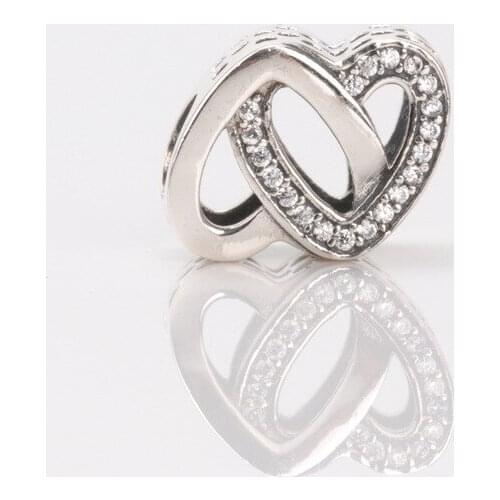 DoDoFly Genuine 925 sterling silver Tangle of love, twin hearts blending beads fit original bracelet DIY Jewelry