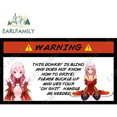 EARLFAMILY 13cm x 7.4cm for Guilty Crown Warning Vinyl Car Stickers Scratch-Proof Decals Surfboard Creativite Vinyl Car Wrap