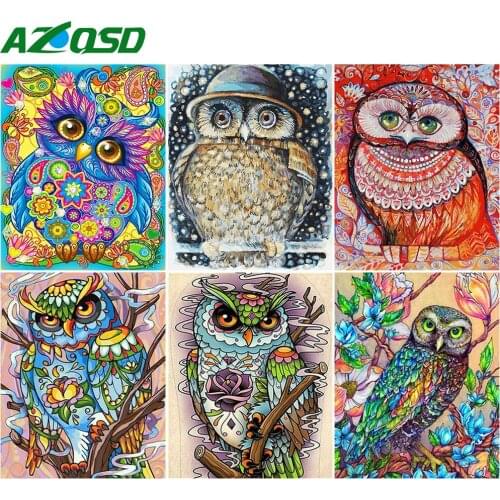 AZQSD Painting By Numbers Animal Handmade Gift 40x50cm Acrylic Paint DIY Pictures By Numbers Drawing On Canvas Owl Home Decor