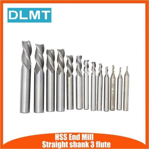 1pc HSS CNC Straight Shank 3 Flute End Mill Cutter Drill Bit Metalworking Tool 2 3 4 6 8 10 12 14mm for Milling Machine