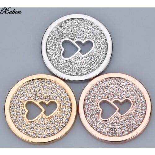Round style My 33mm coin Disc love new heart Crystals pendants fit 35mm coin frame
