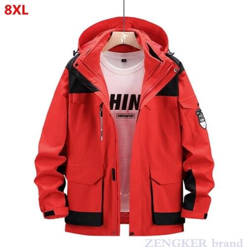 Winter plus size warm Removable liner windproof waterproof two-piece jacket warm hooded mountaineering suit 6XL 7XL 8XL