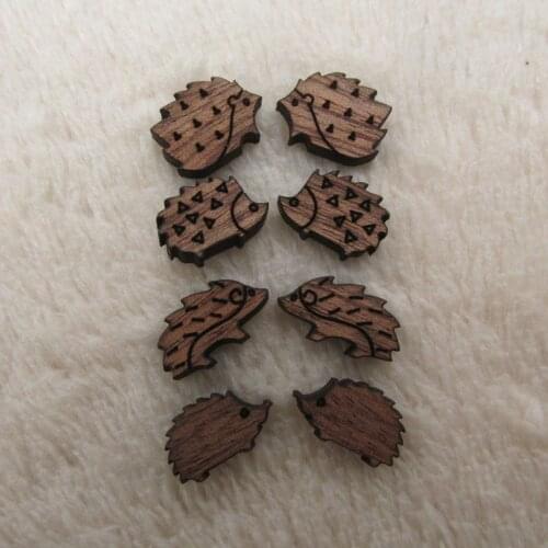 Handmade Jewelry Making Supplies Laser Cut Wooden Cabochon Animal Hedgehog Charm For DIY Pendant Earring Stud