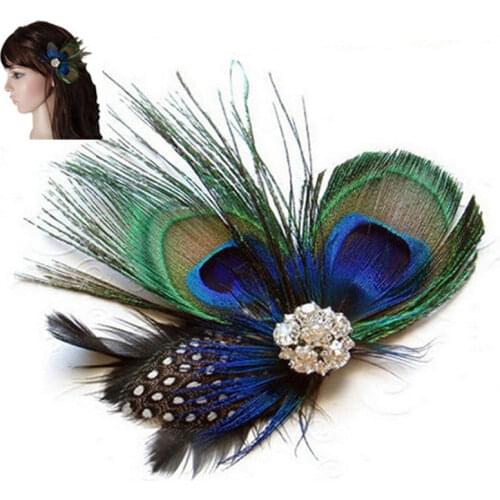 Cute Peacock Feather Hair Clip Beautiful And Stylish Feather Facinator Hairclip Fashion Hair Decor Alligator Hair Clip For Girls