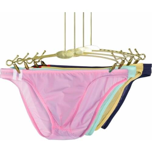 Mens Sexy Breathable Underwear See Through Briefs Low Rise Lingerie Underpants High Quality Soft Comfortable Low Waist Lingerie