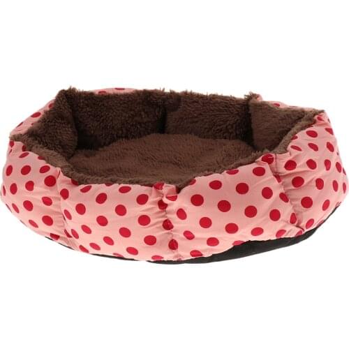 Pet Dog Puppy Cat Bed Soft Fleece Warm House Cushion Nest Mat Pad Kennel Blanket ( Dots Print Decor )