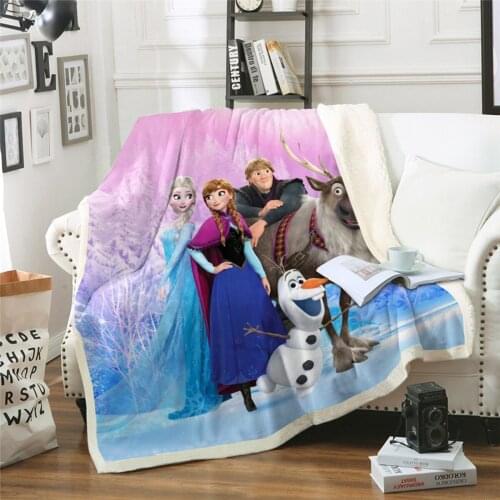 Disney Frozen Princess Blanket Cartoon Bedding Soft Warm Sherpa Fleece Throw Blankets Sofa Bed Cover For Boy Girl Adult Kid Gift