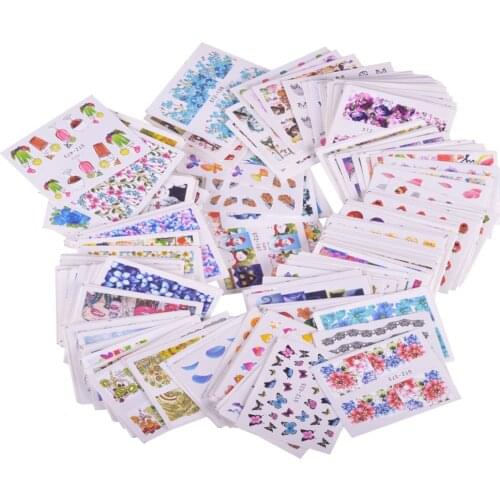 200PCS Mixed Water Sticker Nail Art Decorations Mixed Flower/Cartoon/Fruit Winter Polish Gel Manicure Tips Set STZ001-498