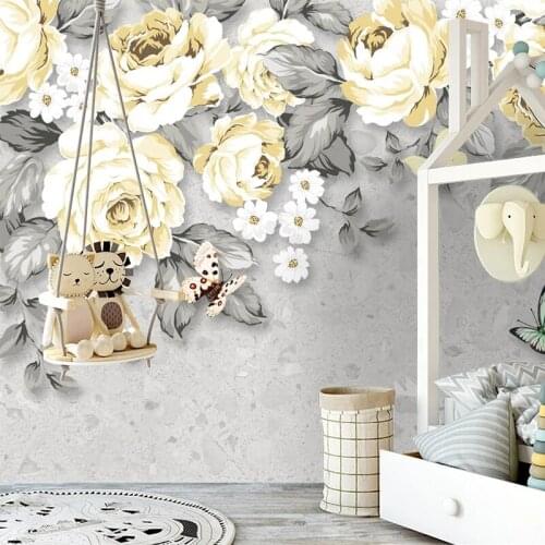 Custom Any Size Mural Wallpaper Modern Minimalist Hand Painted Peony Flowers Ins Pastoral Background Wall Painting 3D Home Decor