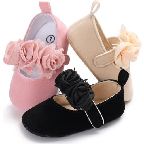 Newborn Baby Toddler Girl Crib Shoes Pram Soft Sole Pre-walker Anti-slip Sneakers Adorable Baby Girls Flowers Soft Walking Shoes
