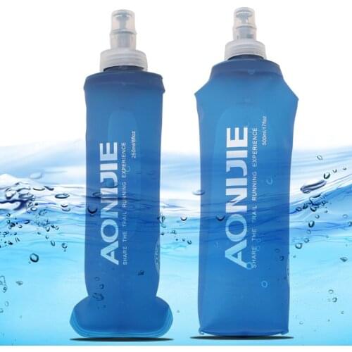 Portable 250ml 500ml outdoor camping foldable TPU water bag soft bottle squeeze sports water bag