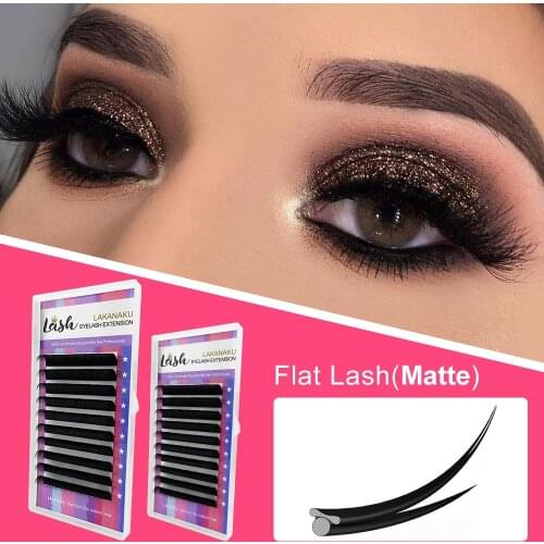 LAKANAKU Slip Tips Flat Lashes Ellipse Flat Eyelash Extensions Matte Volume Individual Eyelashes Mega Tray Thick Cilios