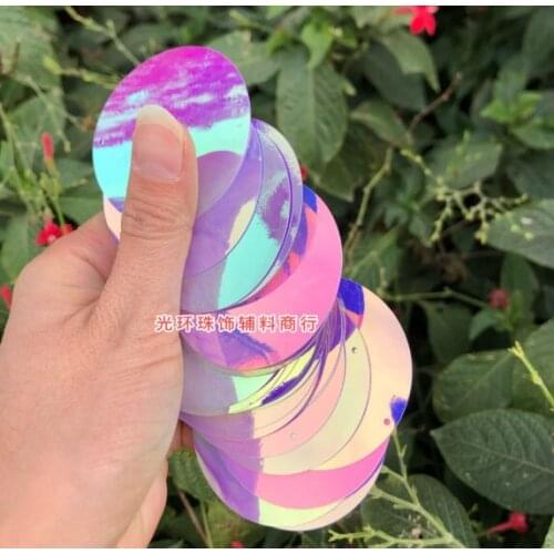 Sewing supplies 50MM Round golden color purple sequins dance performance clothing decorated with big sequins