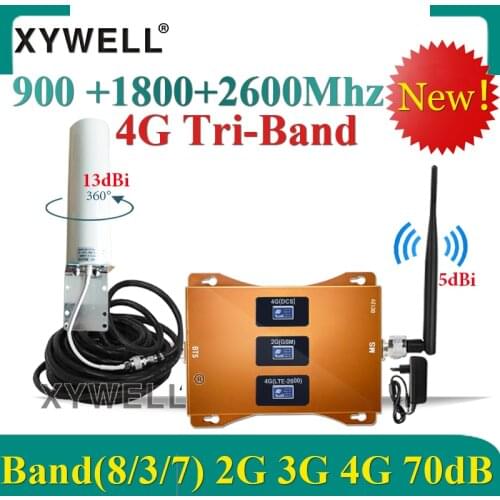 Sale!! Amplifier 4G 900 1800 2600mhz Tri-Band Cellular Amplifier 2g 3g 4g signal Repeater GSM DCS LTE 4G Mobile Signal Booster