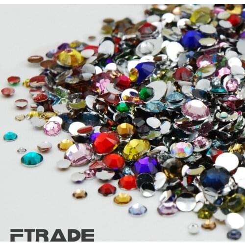 Mixed Sizes SS6-SS30(2MM-6.5MM)36color Acrylic rhinestones 3D Nail Art flat back rhinestones DIY crystal for dress jewelry Shiny