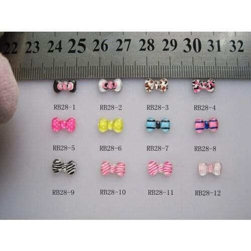 RB28-1/12 200pcs/bag Resin Bow Crystal Prints Bow Nail Art Decoration Nail DIY Accessory Resin Bow without Rhinestone