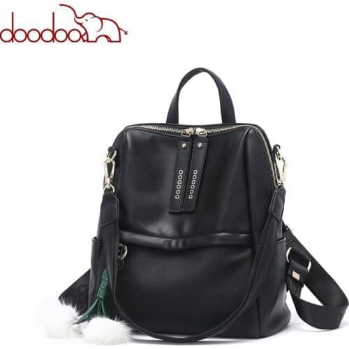 DOODOO Teen Backpack Women Bag Pu Leather Backpacks Travel Multifunctional School Bags 2019 Large Back Pack Shoulder Bag 2 Color