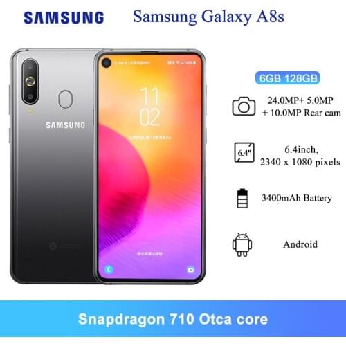 Samsung Galaxy A8s 4G Android Smartphones NFC 6.4" Snapdragon 710 Otca core 24MP Triple Rear Cameras 3400mAh Cellphones 6GB RAM