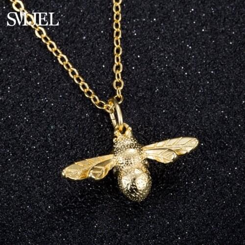 SMJEL Accessories Cute Honey Bee Pendant Necklace for Women Gold Chain Engraved Animal Statement Jewelry Birthday Gifts SYXL096