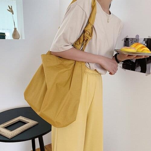 Lazy Style Single Shoulder Bag Solid Color Canvas Tote Women Casual Shoulder Messenger Bags Korean Style Female Simple Handbags