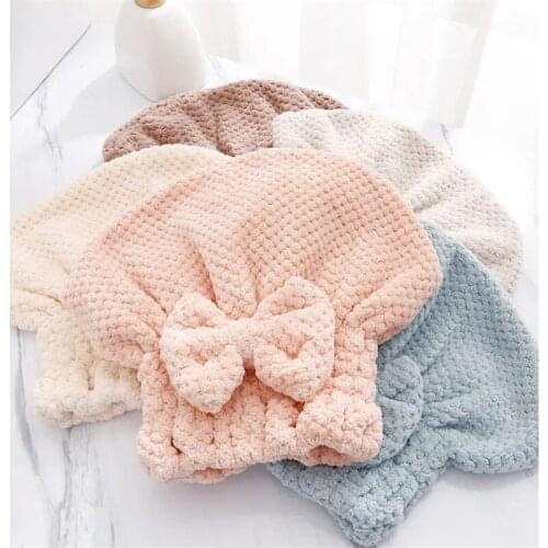 Luxury Waffle Bowknot Hair Cap Thicken Soft Microfiber Miraculous Quick Dry Towels Absorption Bathroom Sauna Spa Hair Turban
