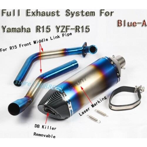 YZF Slip On For YAMAHA R15 Motorcycle Exhaust Full System Modified Motor Front Middle Link Pipe Carbon Laser Muffler DB Killer