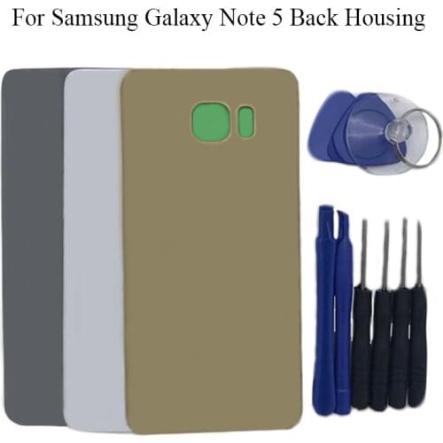 Y-HOIVA Back Battery Cover Rear Door Housing Glass Case For Samsung Galaxy Note 5 Rearing housing Replacement Parts+Tools Kit