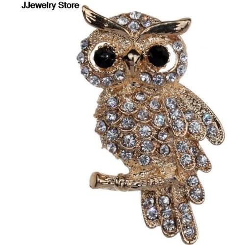 1pc Fashion Owl Style Shiny Crystal Inlay Lady Jewelry Rhinestone Brooches For Weddings