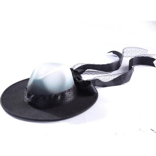 Gothic Hat With Bowknot Ribbon Elegant Hat Women Halloween Vintage Top Hat Polyester Novelty For Gothic Performance Show