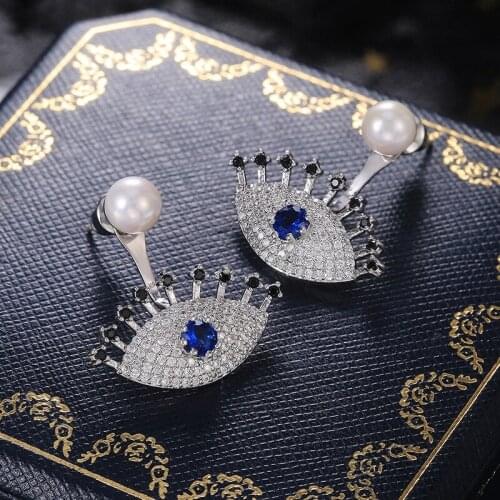 Luxury Earrings Exaggerated Angel Eyes Pearl Zircon Exquisite Charm Gift Women Fashion Bride Engagement Party Jewelry Wholesale