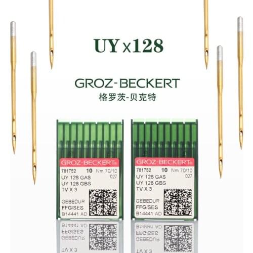 100PCS GROZ BECKERT UY128 Titanium Gold Double Needle Sewing Machine Needles Button Hole Machine Needle Knotting Machine Needles