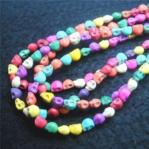100PCS New Skull Shape Turquoise Beads Nature Semi Precious Stone Accessories 6x8MM Hot String Free Shipping