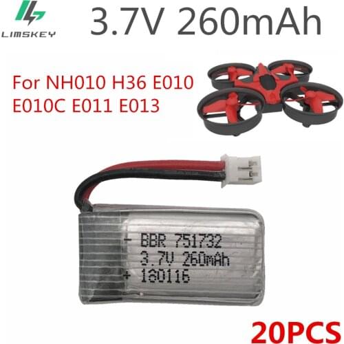20pcs 3.7V 260MAH For E010 E010C E011 E013 H36 Mini RC Quadcopter 3.7V 260MAH 30C Libo Battery Upgrade Capacity Battery
