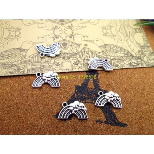 20pcs rainbow Charms, Antique Tibetan silver rainbow Charm pendants 19x12mm