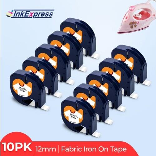10Pcs Fabric Iron-On 18769 18773 18777 Tape For Dymo LetraTag Fabric Label Tape 18771 18775 18779 For Dymo Label Maker LT-100H