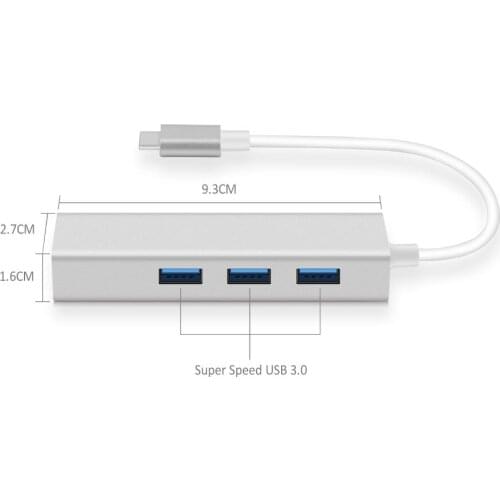 LBSC USB C Ethernet Rj45 Lan Adapter 3 Port USB Type C Hub 10/100/1000Mbps Gigabit Ethernet USB 3.0 Network Card for MacBook