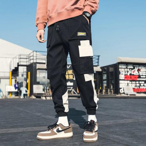 Streetwear Mens Multi Pockets Cargo Harem Pants Hip Hop Casual Male Track Pants Joggers Trousers Fashion Harajuku Men Pants
