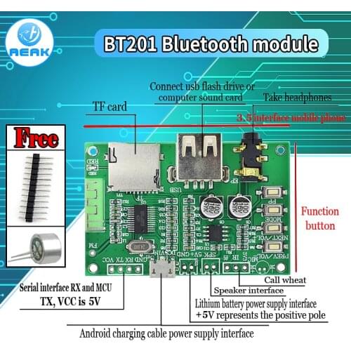 BT201 Dual Mode 5.0 Bluetooth Lossless Audio Power Amplifier Board Module Tf Card U Disk Ble Spp Serial Port Transparent Trans