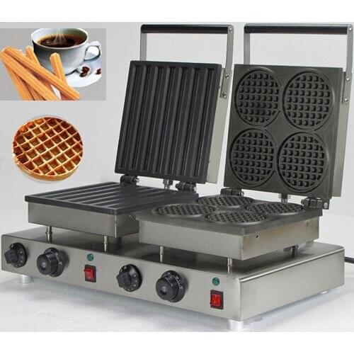 Double Head 220v Electric Churros Waffle Maker Machine_round belgian waffle maker