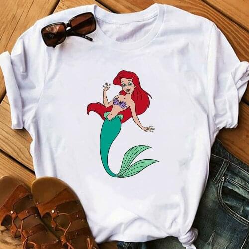 Ariel The Little Mermaid Harajuku T Shirt Kawaii Women Cute Funny Anime Tshirt Cartoon Ullzang 90s T-shirt Female Top Tees