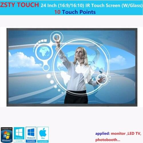 Xintai Touch 24 inch 10 Touch Point 16:9/16:10 ratio IR Touch Screen ,infrared touch Panel/Touch overlay kit With Glass