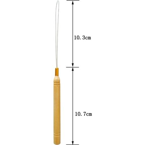 Hot selling Wooden Loop Needle Threader Microrink Silicone Hair Extension Tools Pulling Hook Tool and Bead Device Tool
