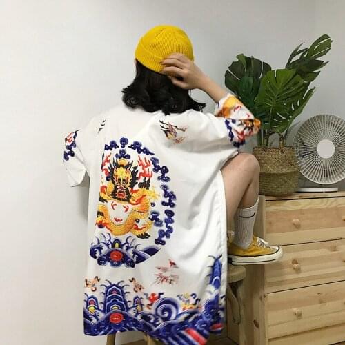 Japanese style kimono cardigan ladies summer dragon print jacket jacket casual comfortable cardigan traditional jacket cardigan