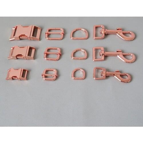 20Sets/Lot Metal D Ring Buckle Hardware Belt Adjuster Slider Clip Hook For Dog Collar Paracord Leash Lobster Clasp Accessory