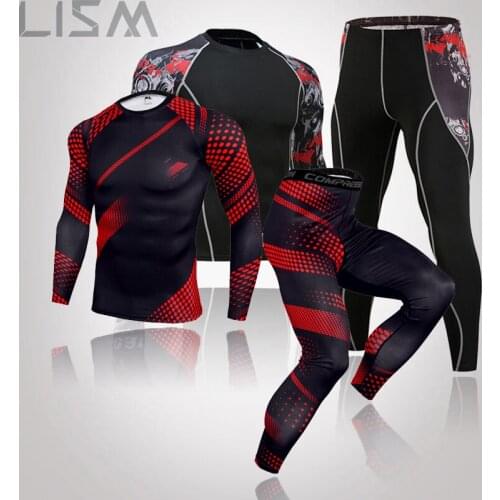 Mens Thermal Underwear Set MMA Tactical Fitness Tights Long Johns Winter Clothing Mens Quality Sweat-Absorbent Warm Clothing