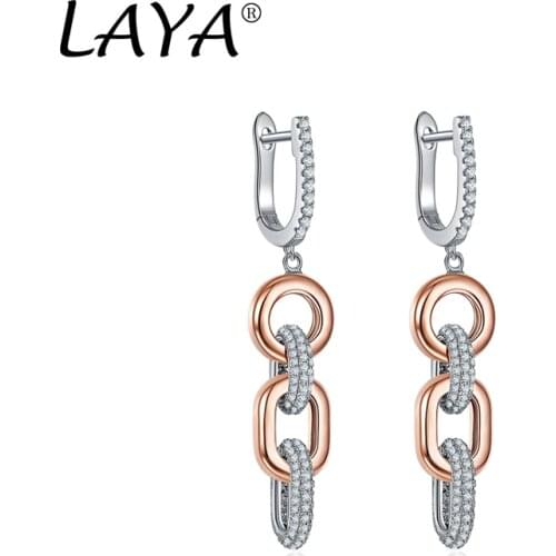 LAYA Fashion Style AAAAA Zircon 925 Sterling Silver Chain Earrings High Quality Zircon Jewelry Gift For Women
